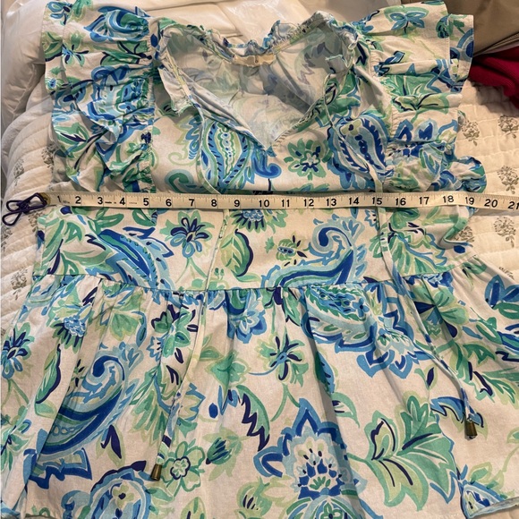 Entro Blue and Green Floral Top - Picture 6 of 7